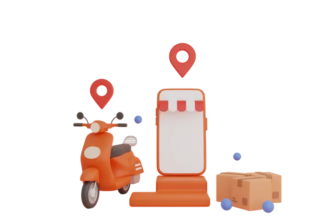 Online Delivery location tracking  3D Illustration