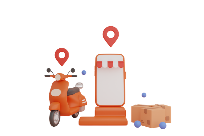 Online Delivery location tracking 3D Illustration