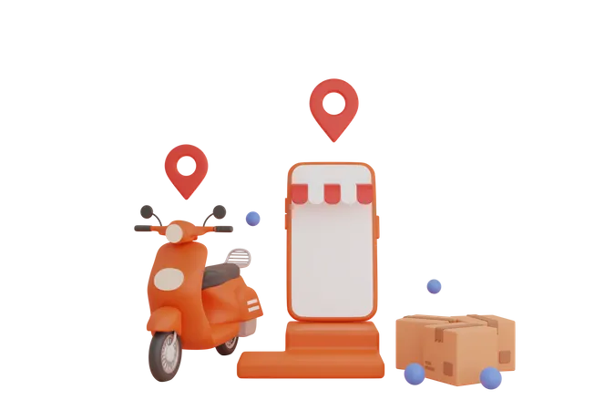Online Delivery location tracking 3D Illustration