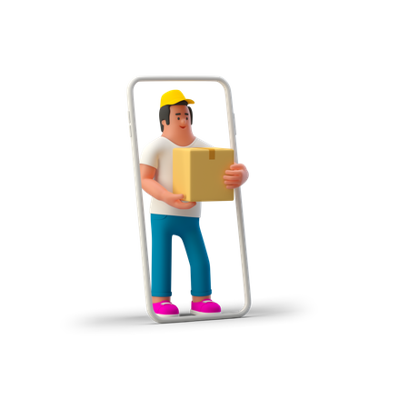 Online Delivery Man  3D Icon