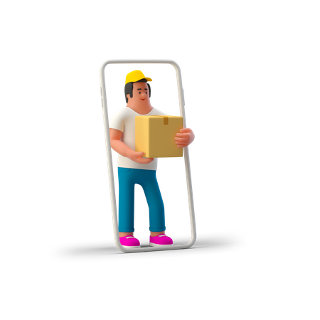 Online Delivery Man 3D Illustration