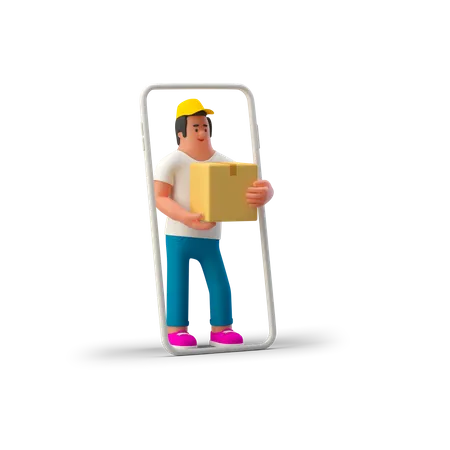 Online Delivery Man  3D Illustration