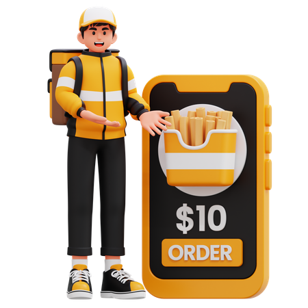 Online Delivery Man Application  3D Illustration