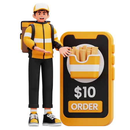 Online Delivery Man Application  3D Illustration