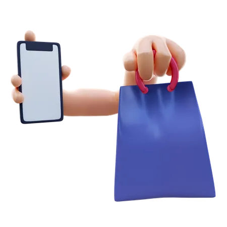 Hand Holding Handphone For Digital Payment 3D Illustration