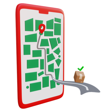 Online Delivery Route 3D Illustration