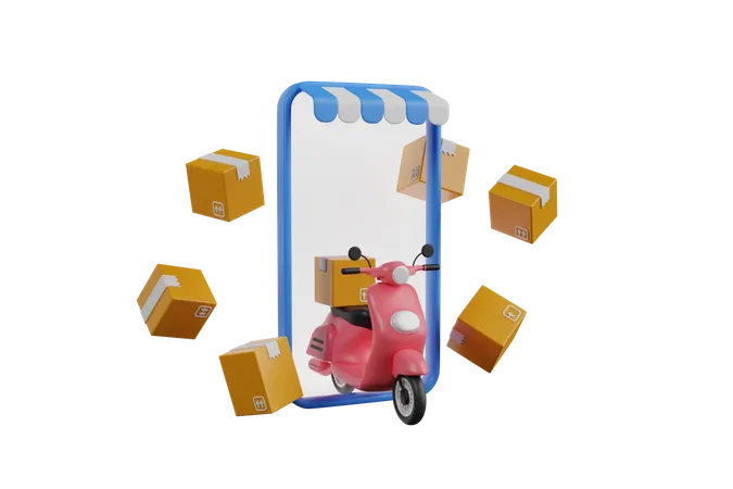 Online delivery service app  3D Illustration