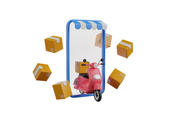 Online delivery service app  3D Illustration