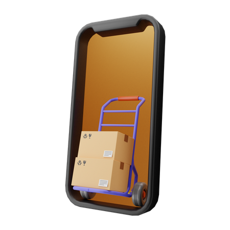 Online delivery with hand truck  3D Icon