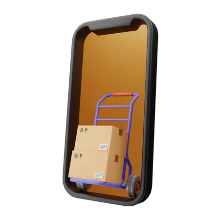 Online delivery with hand truck  3D Illustration