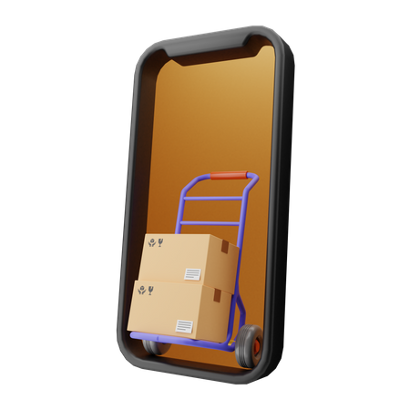 Online delivery with hand truck 3D Illustration