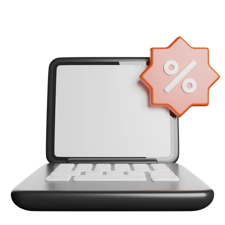 Laptop Discount Sale 3D Icon