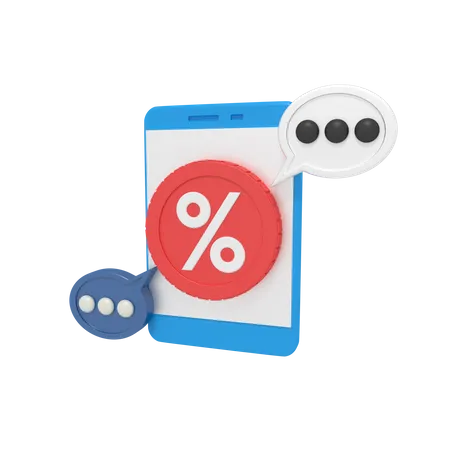 3 D Illustration Of Discount Chat On Phone 3D Icon