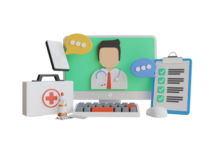 Online Doctor Consultant  3D Icon