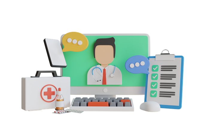 Online Doctor Consultant  3D Icon