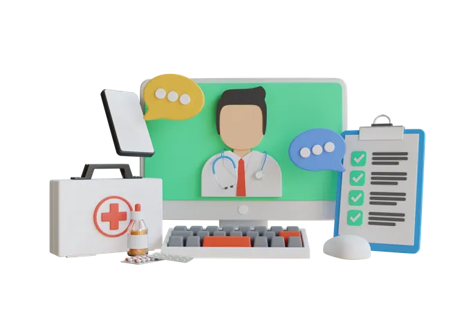 Online Doctor Consultant  3D Icon