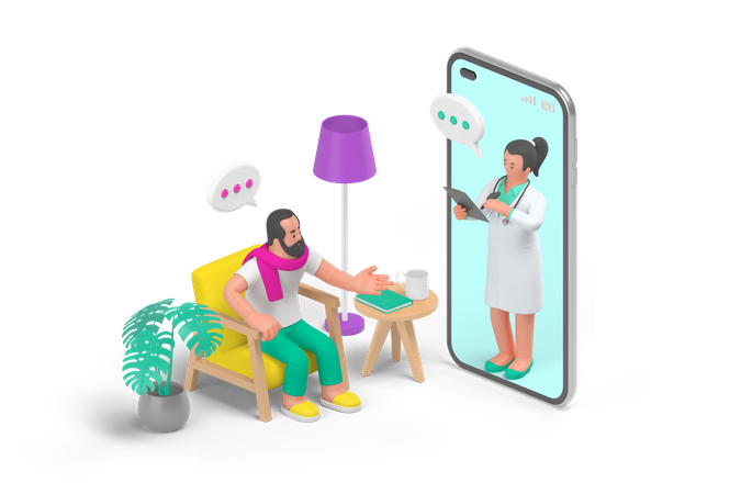 Online Doctor Consultation  3D Icon