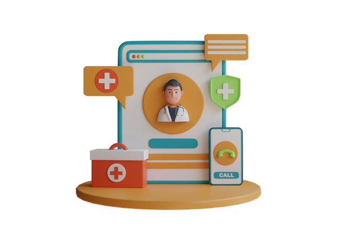 Online Doctor Consultation  3D Illustration