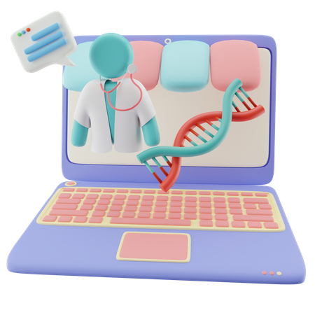 Online Doctor with DNA  3D Illustration