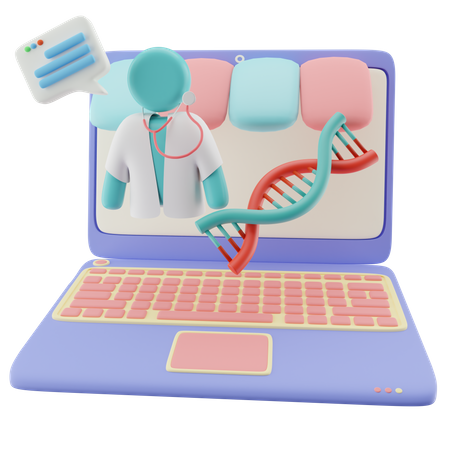 Online Doctor with DNA 3D Illustration