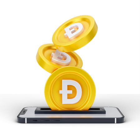 Dogecoin online  3D Icon