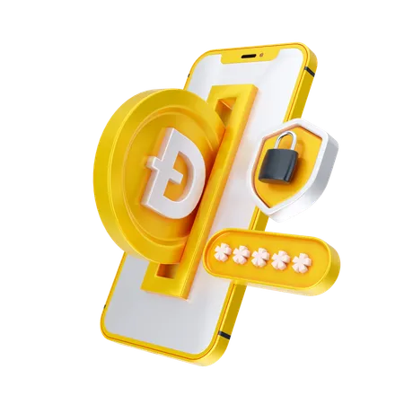 Online Dogecoin Security  3D Icon