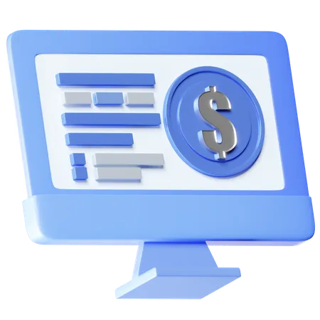 An Icon Symbolizing Financial Monitoring Or Dollar Based Services With A Dollar Symbol On A Monitor Screen 3D Icon