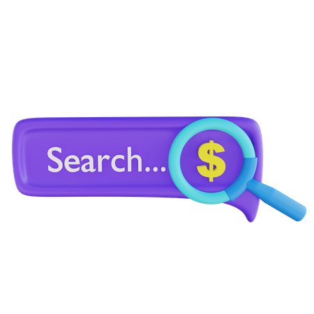 Online Dollar Searching  3D Icon