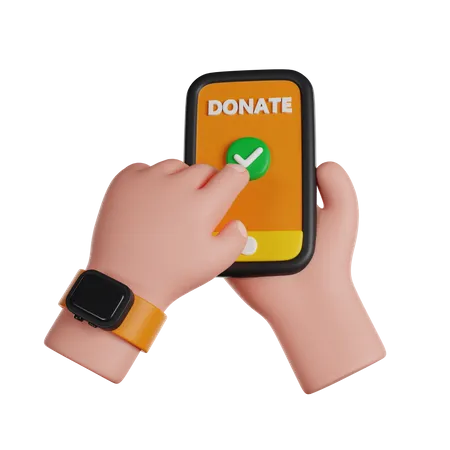 Hands Holding A Phone And Donating Money Online Financial Support 3 D Render Icons 3D Icon