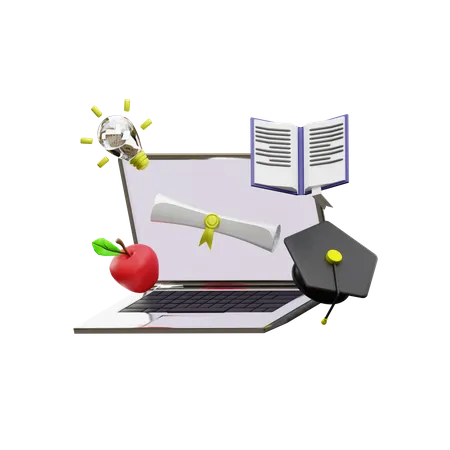 Online Education  3D Illustration