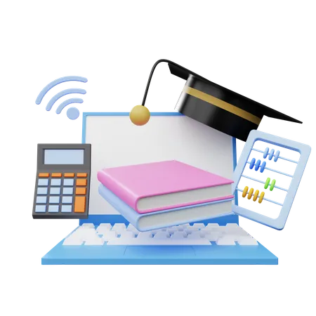 Online education  3D Illustration