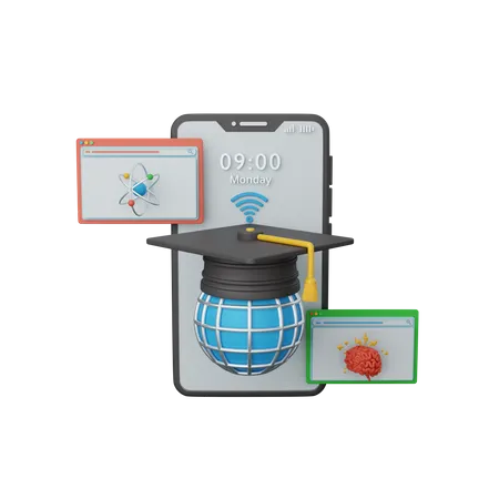 Online Education App  3D Icon