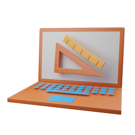 Online Education On Laptop  3D Icon