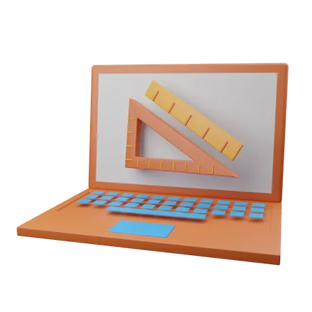 Online Education On Laptop  3D Illustration