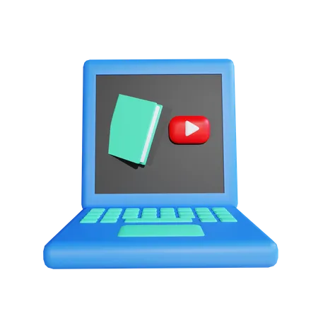 Online Education On Laptop  3D Illustration