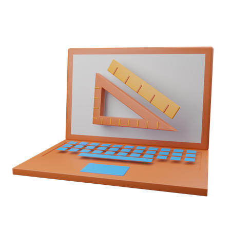 Online Education On Laptop 3D Illustration