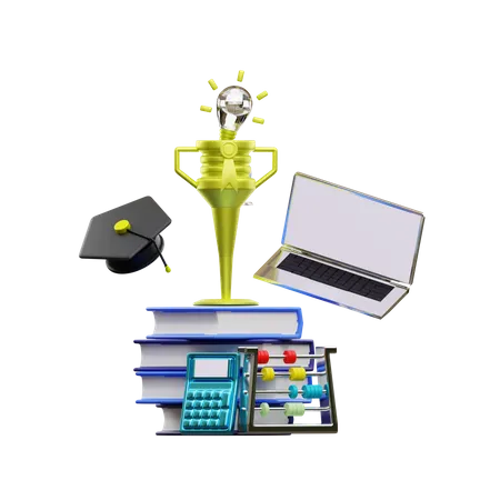 Online Educational Achievement  3D Illustration