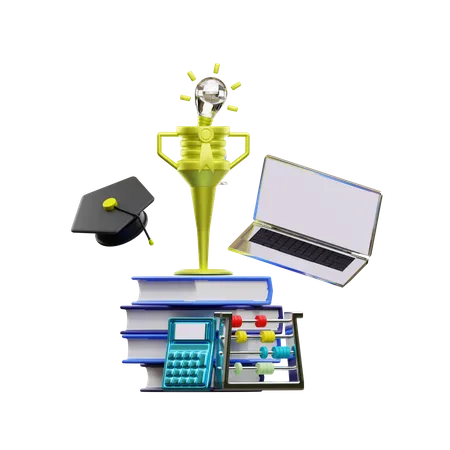 Online Educational Achievement 3D Illustration