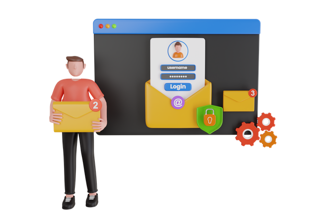 Online email encryption protection  3D Icon