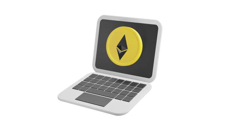 Ethereum Blockchain Computer 3D Icon