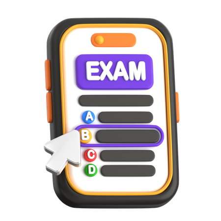 Online Exam on Phone Screen  3D Icon