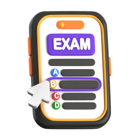 Online Exam on Phone Screen  3D Icon