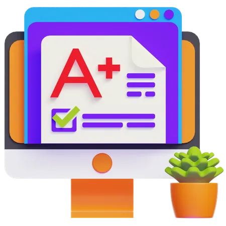 Online Exam Result  3D Icon