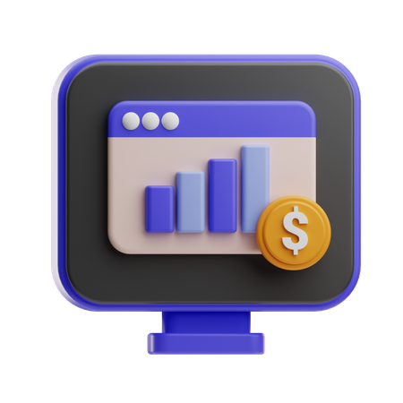 Online Fianncial Analysis  3D Icon