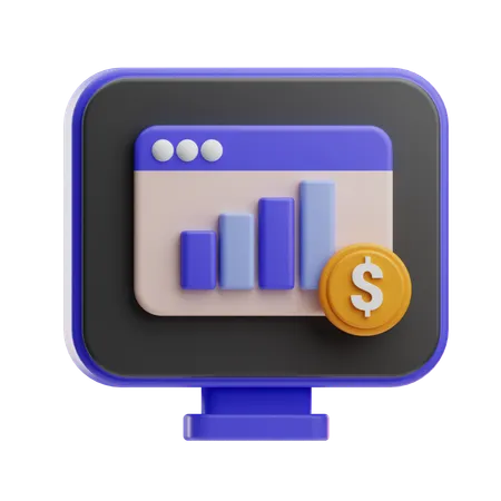 Online Fianncial Analysis  3D Icon