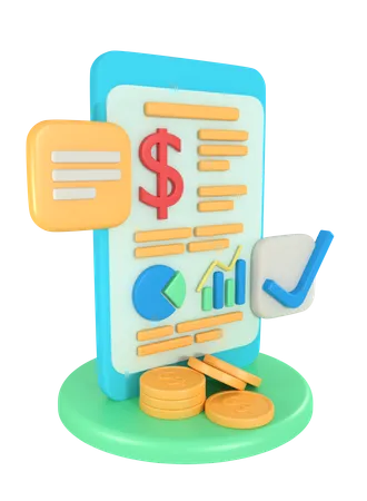 Business Financial Reports On The Phone 3D Illustration
