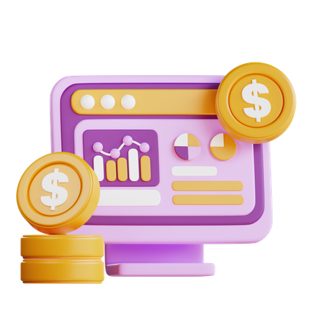 Online Financial Analysis  3D Icon