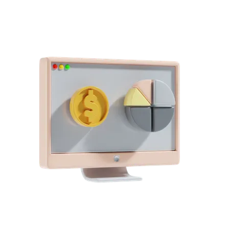 Online Financial Analysis  3D Icon