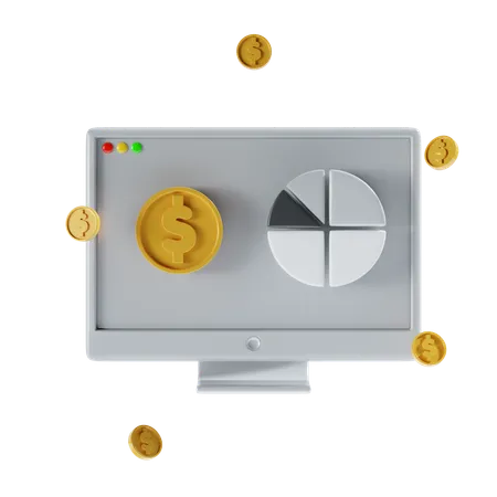 Online Financial Analysis  3D Icon