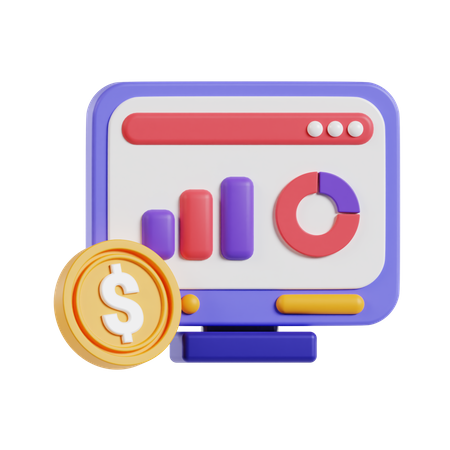 Online Financial Analysis  3D Icon